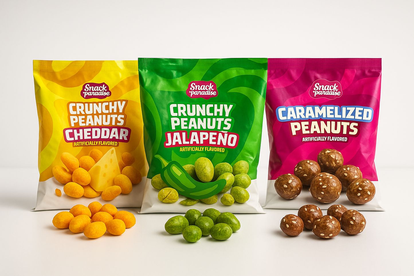 SoFresh Crunchy Flavored Peanuts Cheddar, Jalapeño & Caramelized | 1-Pack, 3-Pack, 6-Pack | Bold & Addictive Snacks