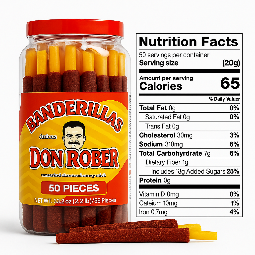 “Don Rober Banderukas Tamarindo – Bag (20 Pieces) or Jar (50 Pieces)”