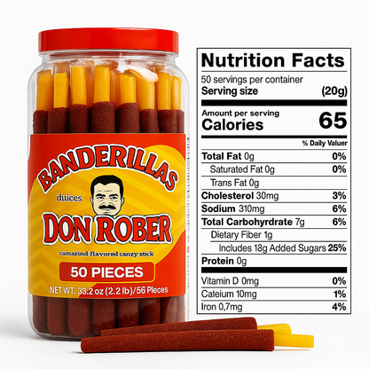 “Don Rober Banderukas Tamarindo – Bag (20 Pieces) or Jar (50 Pieces)”