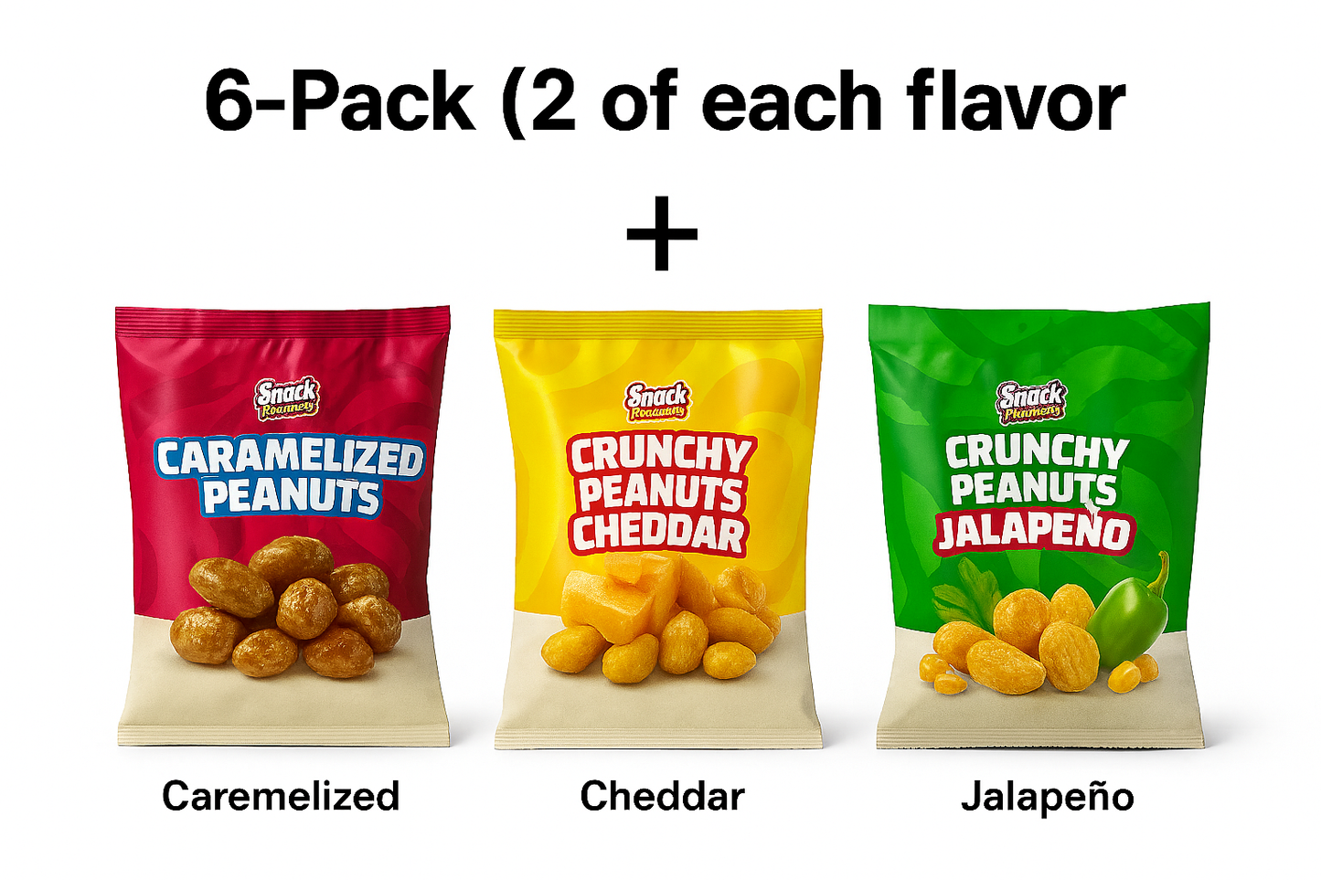 SoFresh Crunchy Flavored Peanuts Cheddar, Jalapeño & Caramelized | 1-Pack, 3-Pack, 6-Pack | Bold & Addictive Snacks